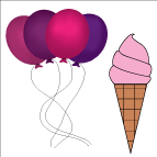Ice cream, balloons clip art